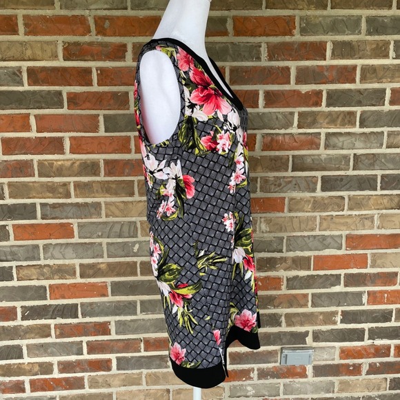 White House Black Market Floral Shift Dress Womens Medium Black Pink - Picture 3 of 6